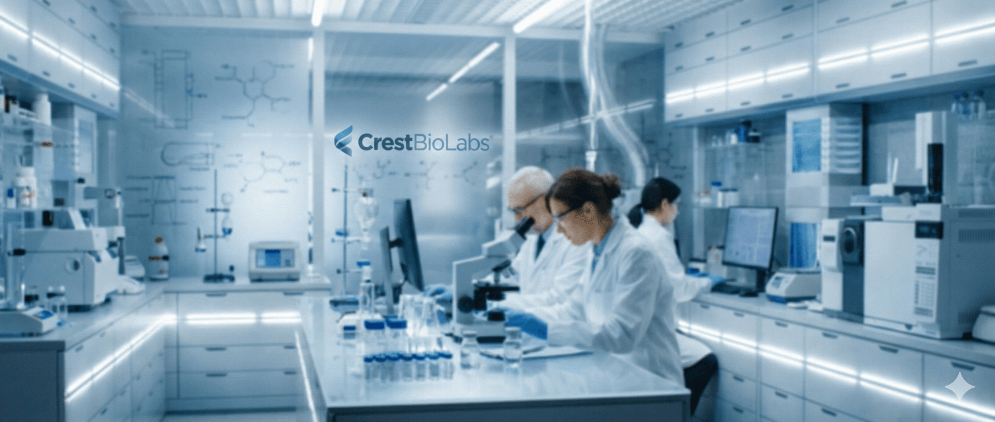 CrestBioLabs laboratory team conducting peptide research and quality analysis
