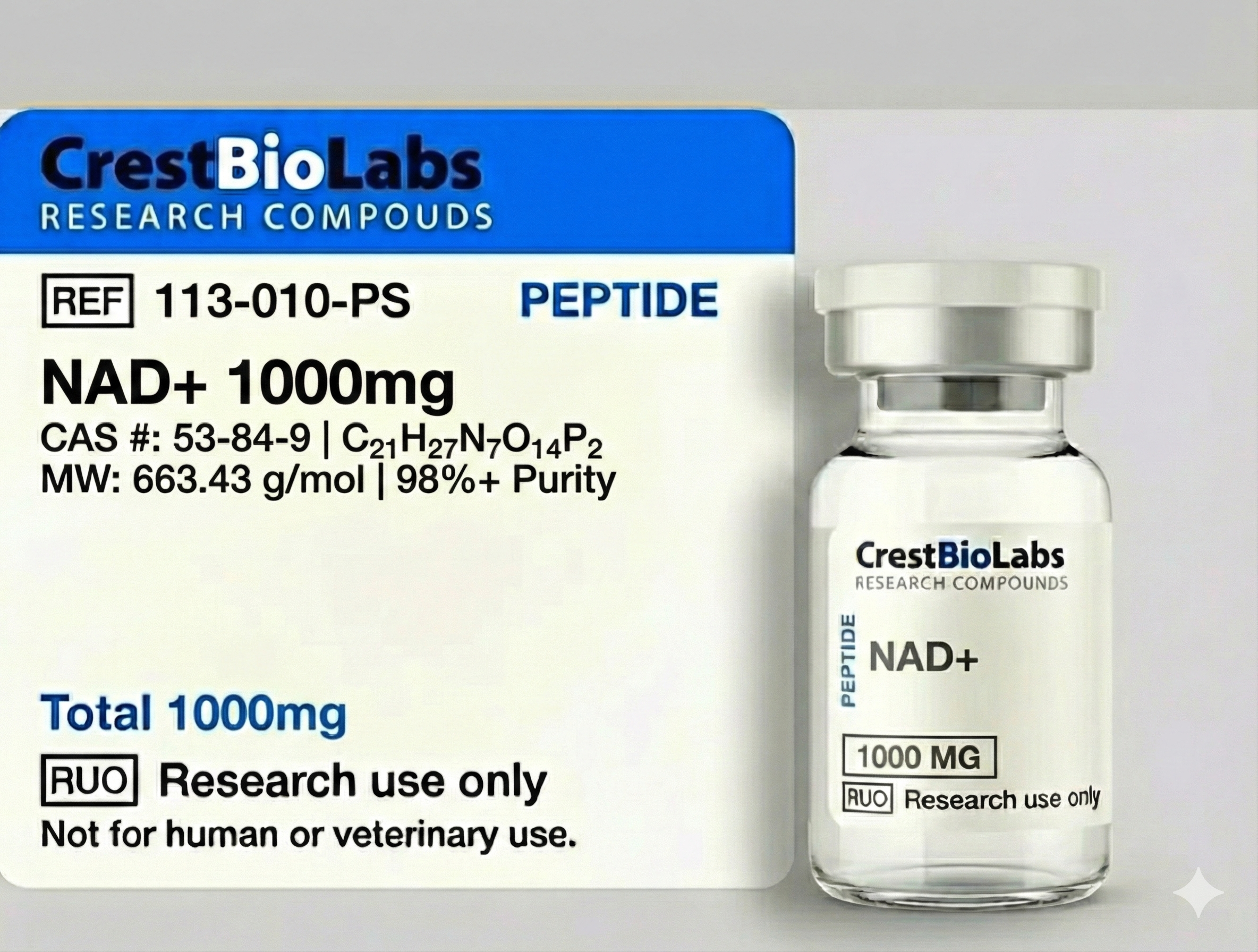 NAD+ 1000mg | 98%+ Purity | CAS 53-84-9